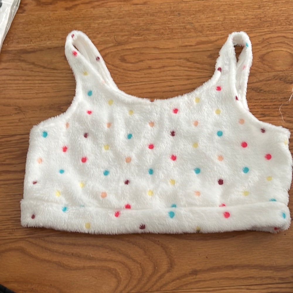 Cute fuzzy crop tank top